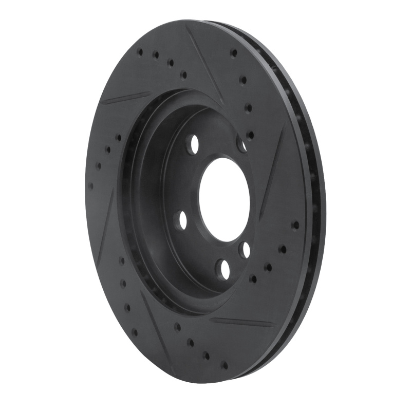 BMW i3 Brake Rotor (1) - Front Left - R1 Concepts - Drilled & Slotted - Black - `14-`21